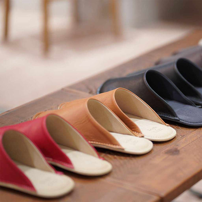[SLIPPERS] GENUINE LEATHER (RED) 23~24cm | LEATHER PROCESSING