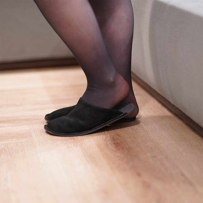 [SLIPPERS] VELOUR (BLACK) | LEATHER PROCESSING