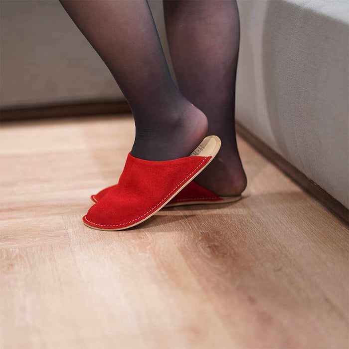 [SLIPPERS] VELOUR (RED) | LEATHER PROCESSING