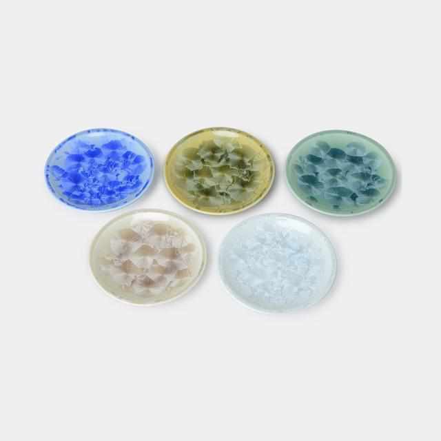 [SMALL DISH (PLATE)] FLOWER CRYSTAL NAME PLATE (5-PIECE SET) | TOUAN | KYOTO-KIYOMIZU WARES