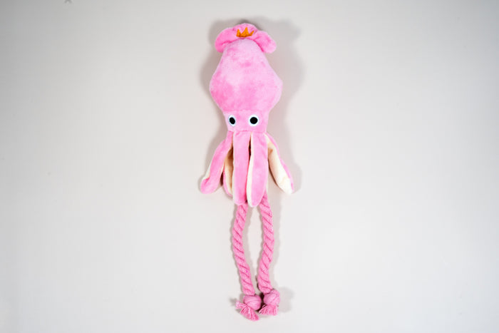 Squeaky pink soft octopus for small dogs. | Poulpe doux rose grinçant pour petits chiens.