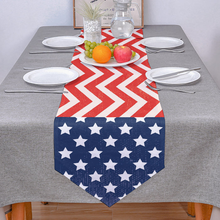 Star wave Independence Day Sharp Angle Table Runner Place Mats - LeobonZone