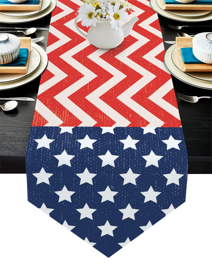 Star wave Independence Day Sharp Angle Table Runner Place Mats - LeobonZone