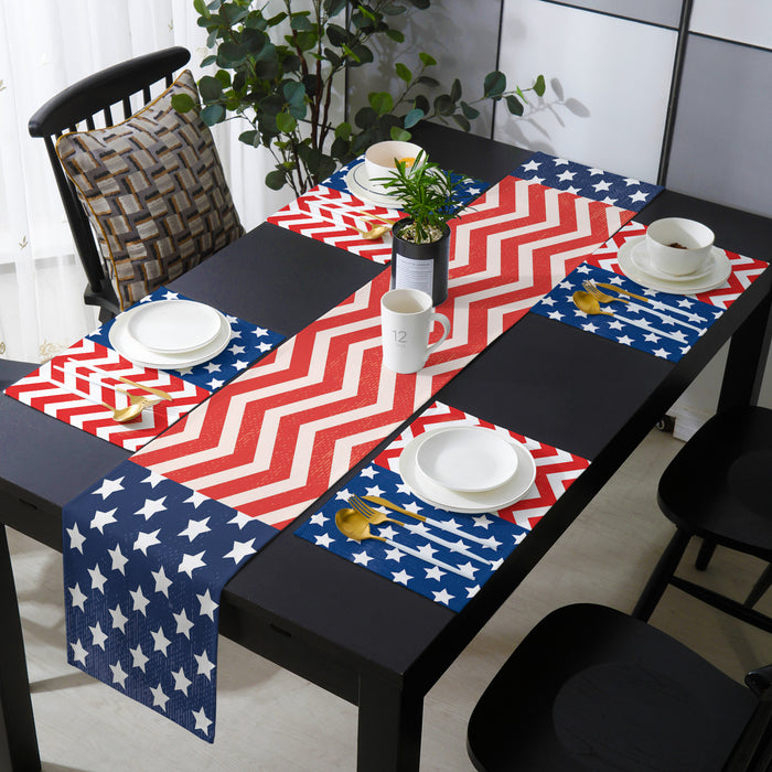 Star wave Independence Day Table Flag And Table Mat Suit - LeobonZone