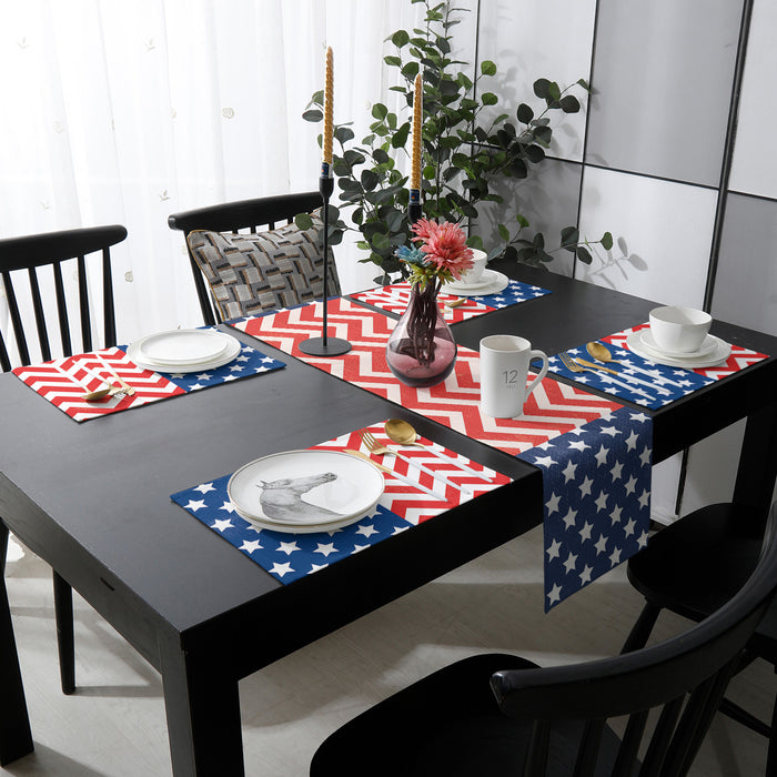 Star wave Independence Day Table Flag And Table Mat Suit - LeobonZone