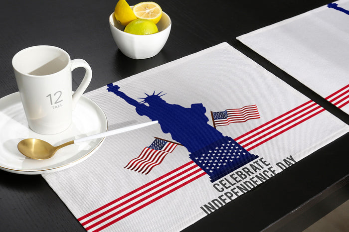 Statue of liberty on Independence Day Personalized Table Placemats - LeobonZone