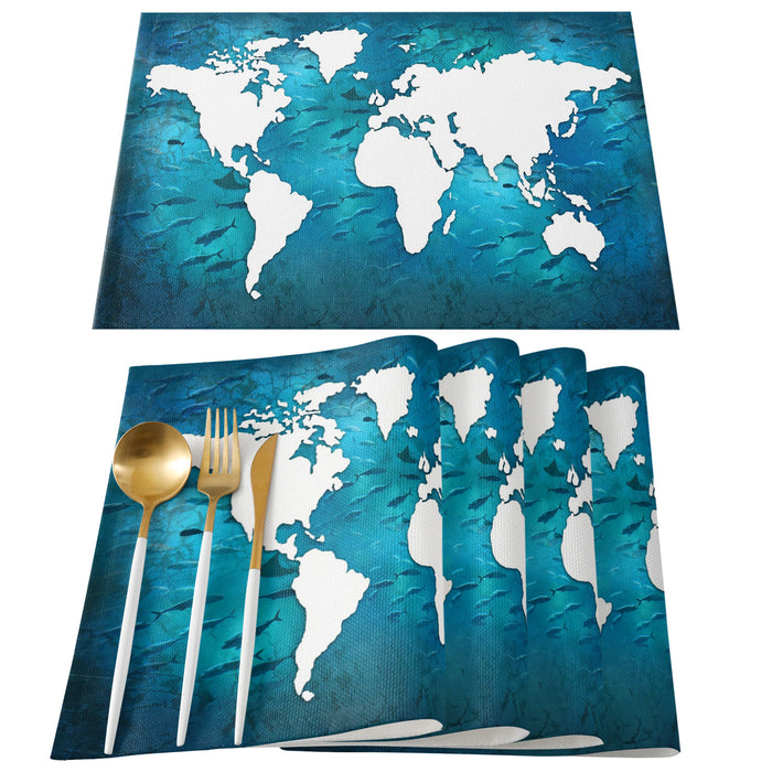Summer Ocean Earth Plate Personalized Table Placemats - LeobonZone