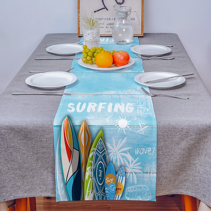 Summer surfing board Table Runner Place Mats - LeobonZone