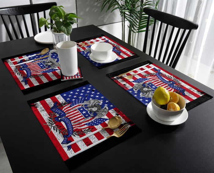 The white eagle logo of the retro America Personalized Table Placemats - LeobonZone