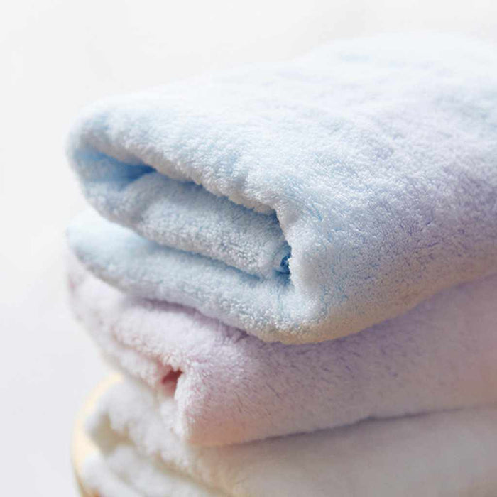 [TOWELS] "IRODORI" 1 BATH TOWEL AND 3 FACE TOWELS SET (BLUE / WHITE) | IMABARI TOWELS