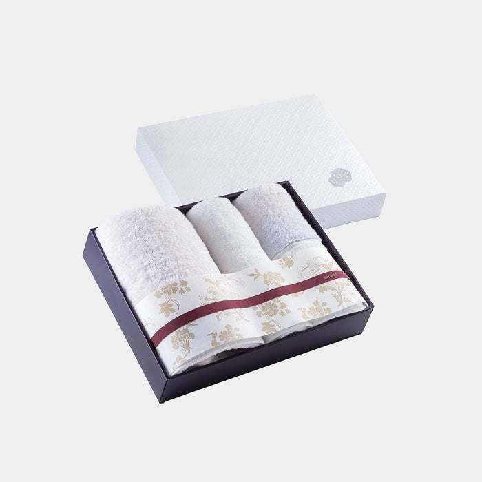 [TOWELS] "IRODORI" 1 BATH TOWEL AND 3 FACE TOWELS SET (PINK / WHITE) | IMABARI TOWELS