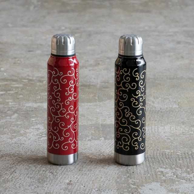 [TUMBLER / WATER BOTTLE] THERMO MUG URUSHI UMBRELLA BOTTLE ARABESQUE (BLACK) | ECHIZEN LACQUERWARE| TAKUMIICHI