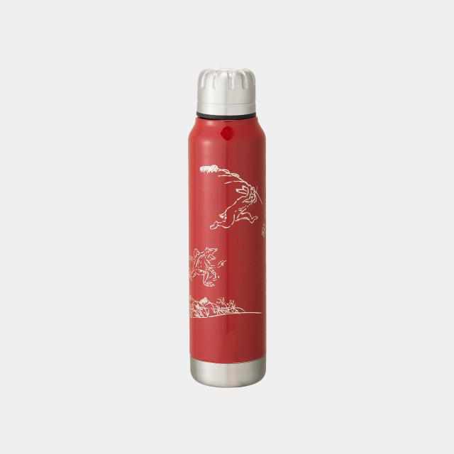 [TUMBLER / WATER BOTTLE] THERMO MUG URUSHI UMBRELLA BOTTLE BIRD AND BEAST CARICATURE (RED) | ECHIZEN LACQUERWARE| TAKUMIICHI