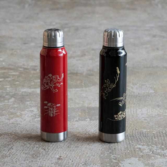 [TUMBLER / WATER BOTTLE] THERMO MUG URUSHI UMBRELLA BOTTLE BIRD AND BEAST CARICATURE (RED) | ECHIZEN LACQUERWARE| TAKUMIICHI