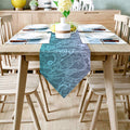 Turquoise Gradual Lace Sharp Angle Rectangle Tablecloth - LeobonZone