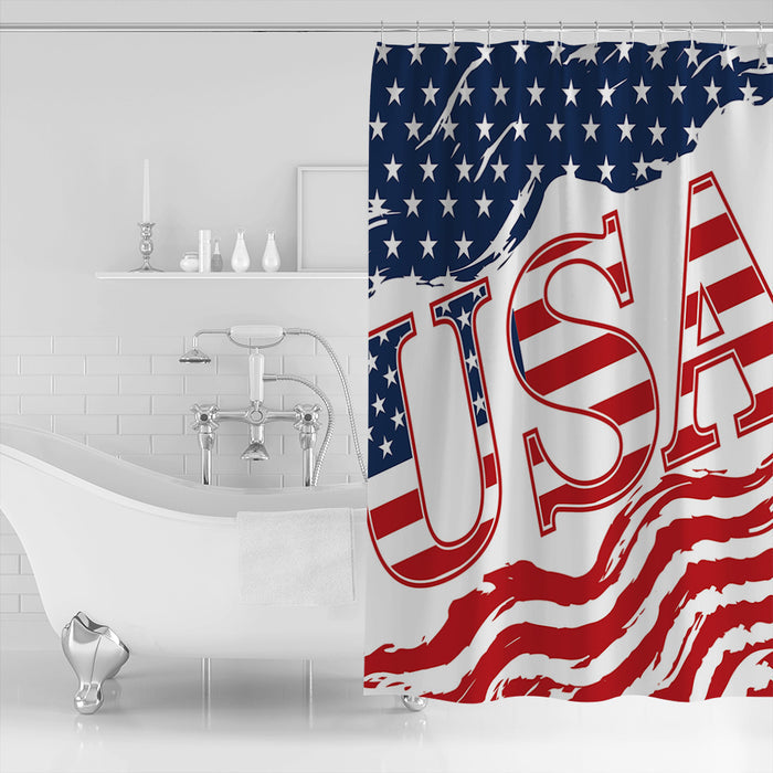 USA flag Independence Day Shower Curtain - LeobonZone