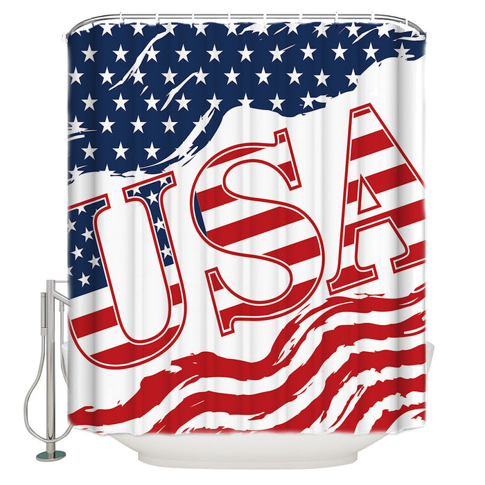 USA flag Independence Day Shower Curtain - LeobonZone