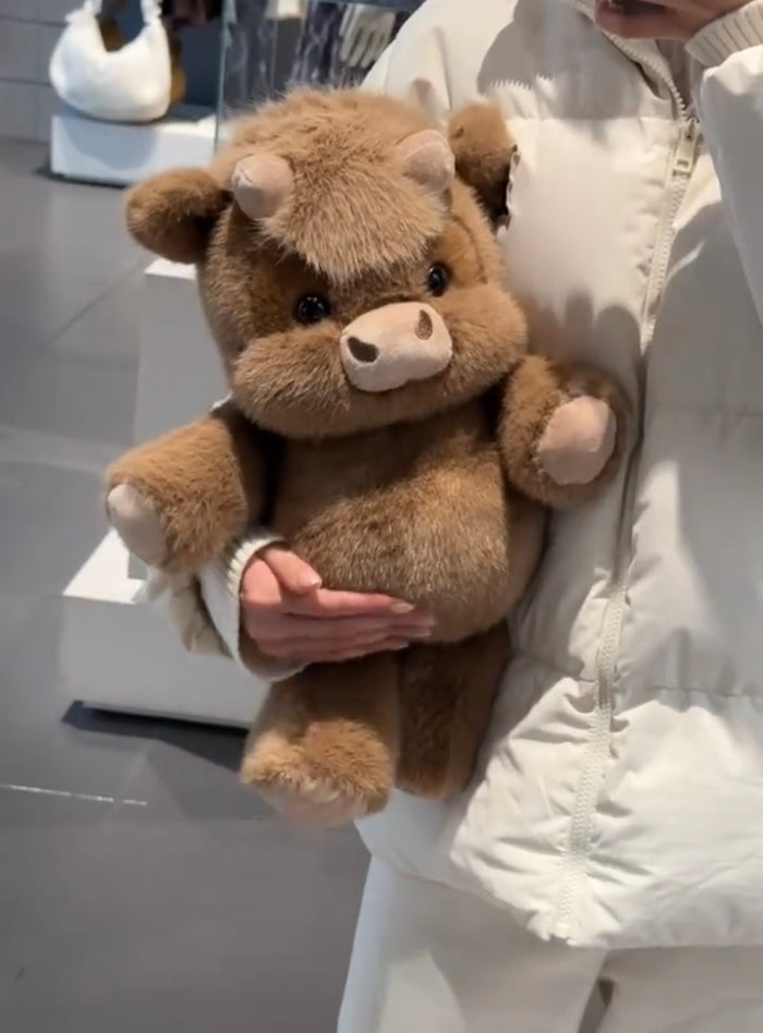 White & Brown Cow Running Plushie Duo
