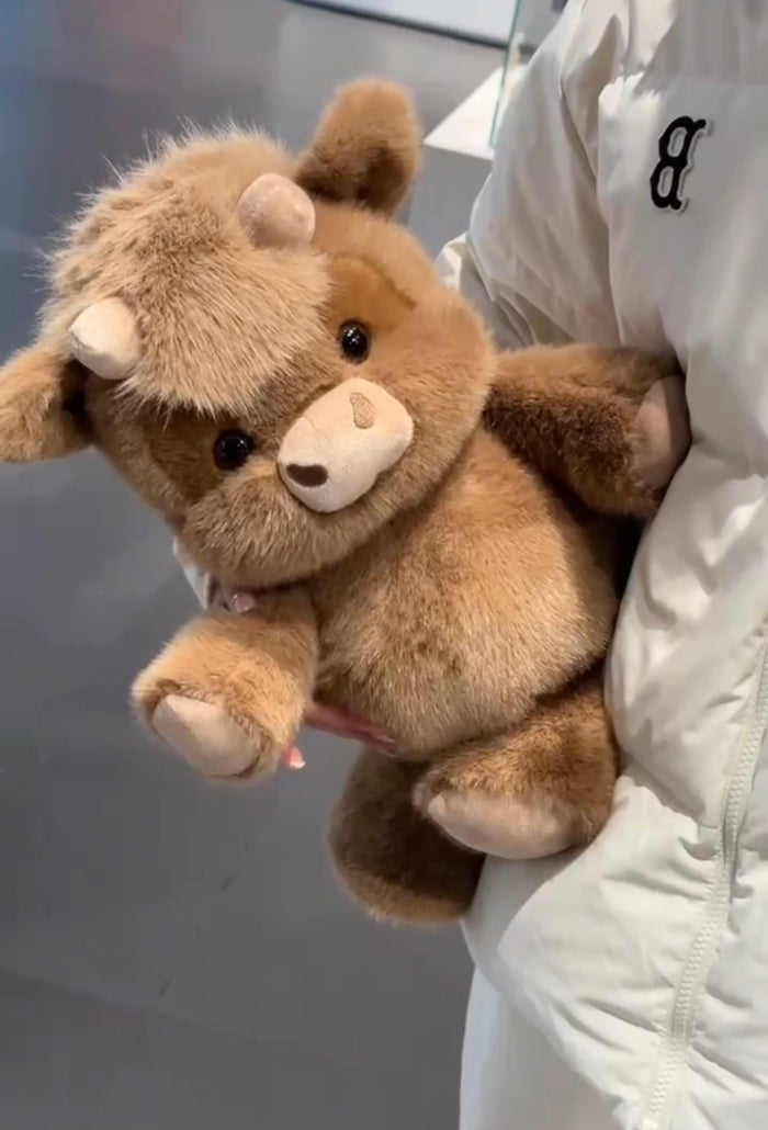 White & Brown Cow Running Plushie Duo