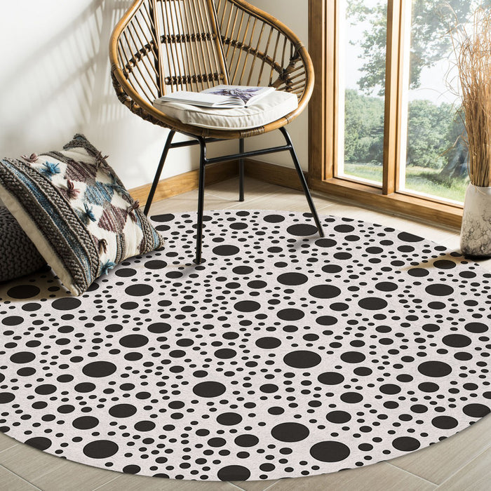 White dots Circular Felt Rugs - LeobonZone