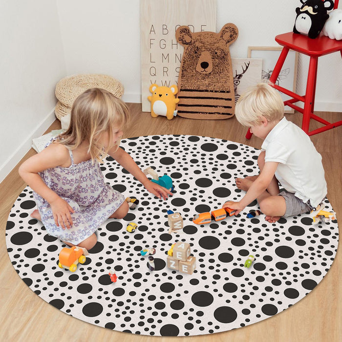 White dots Circular Felt Rugs - LeobonZone