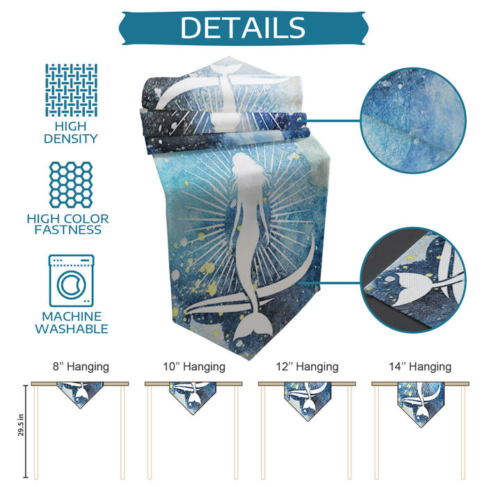 White Summer sea Mermaid Sharp Angle Table Runner Place Mats - LeobonZone