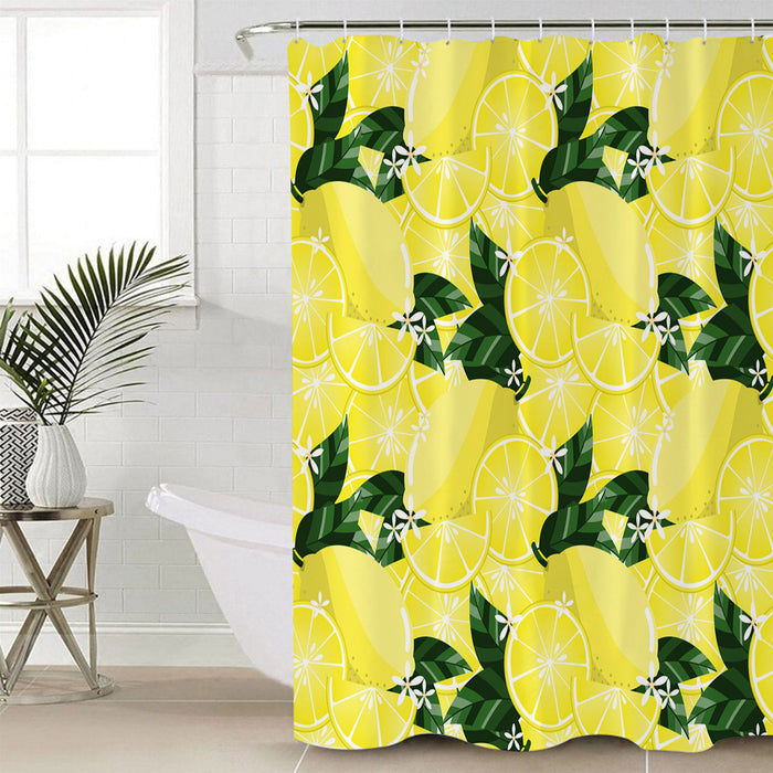 Lemon fruit in summer yellow DURABLE SHOWER CURTAIN - LeobonZone
